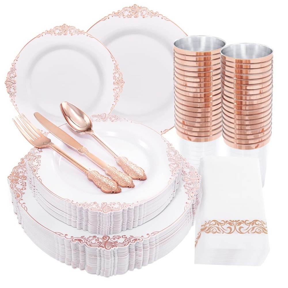 Elegant Rose Gold Dinnerware Set